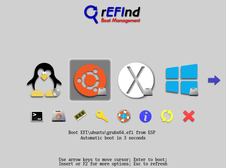 rEFInd presents a graphical menu for selecting your
    boot OS.